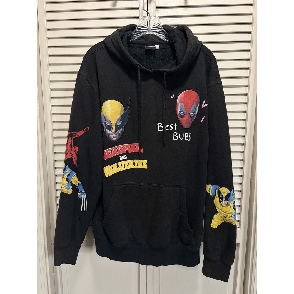 Marvel 2024 Deadpool & Wolverine Graphic Hoodie Size Lg Best Bubs Embroidered